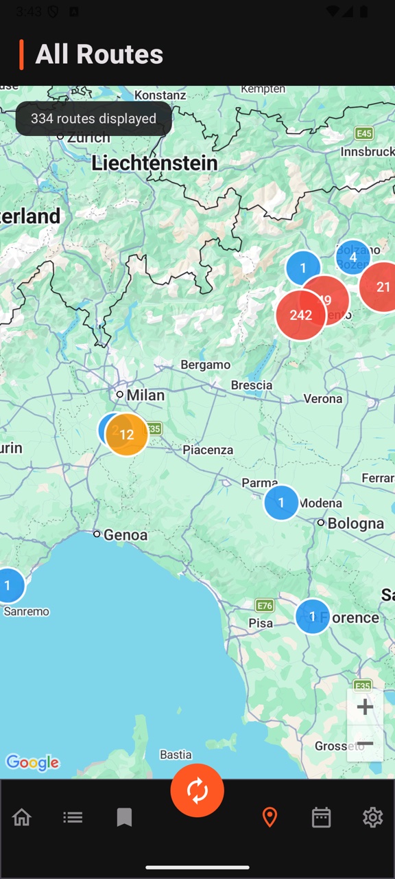 Route map screen